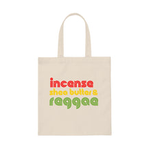 Load image into Gallery viewer, Incense, Shea Butter, and Reggae Canvas Tote Bag
